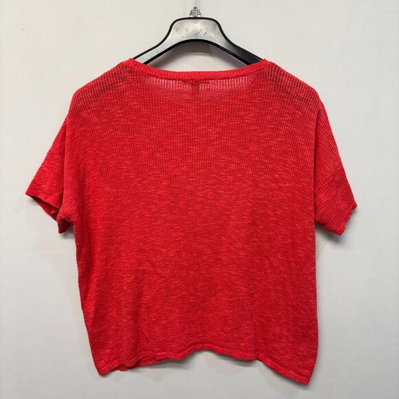 Eileen Fisher Short Sleeve Knit Sweater Size Large Organic Cotton Linen C056 -14 - Picture 9 of 13